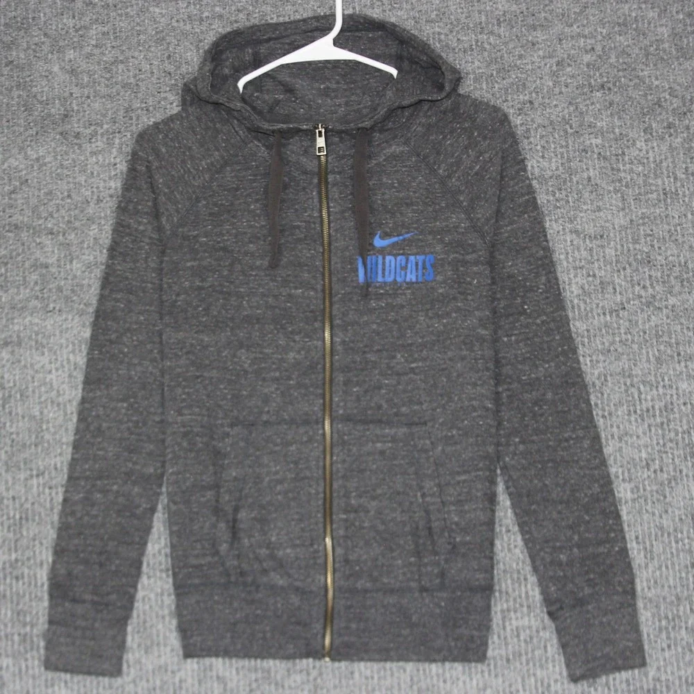 Nike Wildcats Full Zip Hoodie Gray Heathered Fleece Women's M Sportswear Light